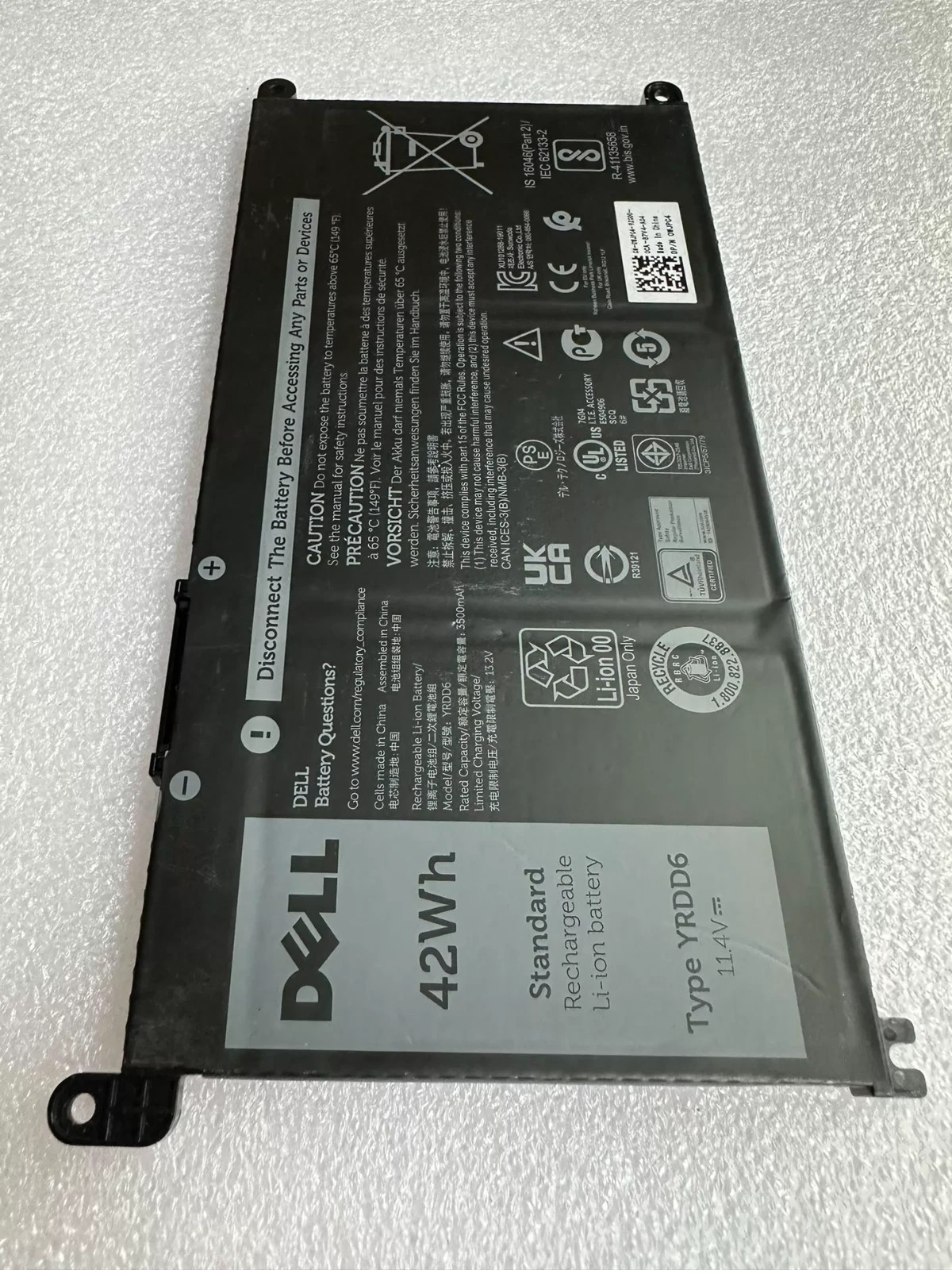 OEM Geniune 42Wh, 11.4V YRDD6 Dell Battery Dell Inspiron 1VX1H VM732 FDRHM