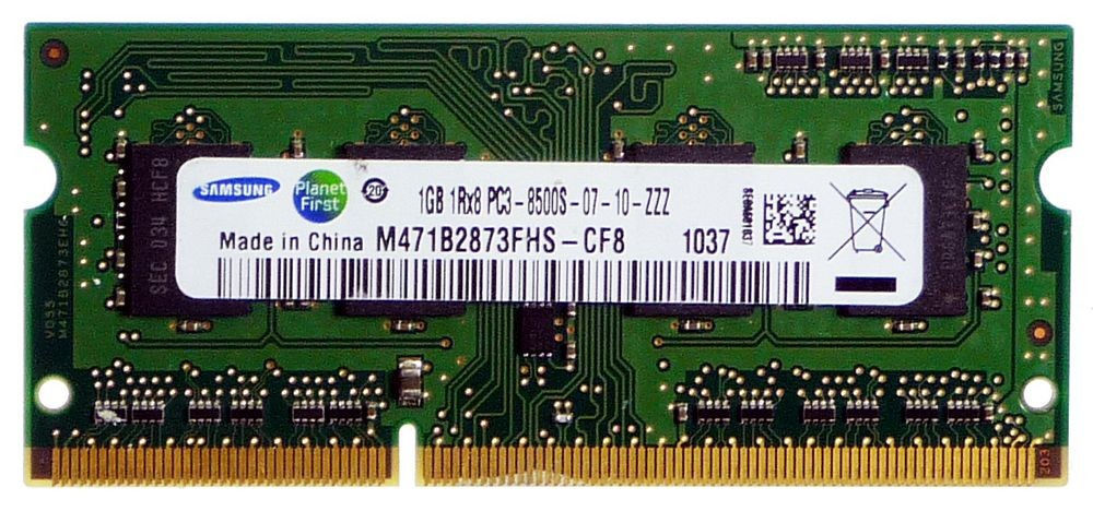 Samsung PC3-8500 1 GB SO-DIMM 1066 MHz DDR3 Memory Apple (M471B2873FHS-CF8)