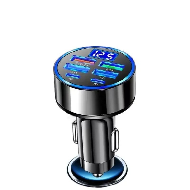USB C Car Phone Charger Adapter with Voltage Display Dual PD Super