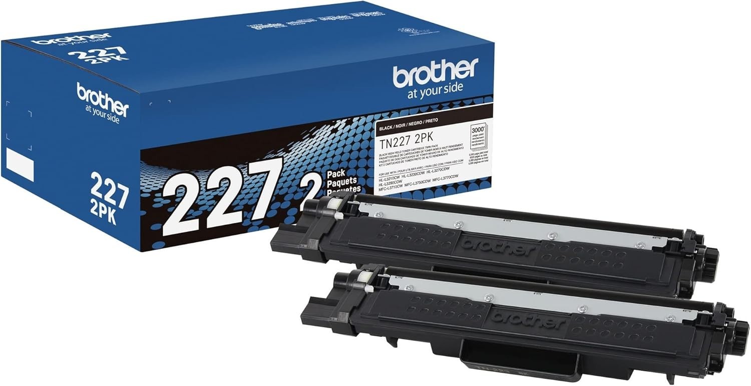 Brother Genuine TN227 High-Yield Black Toner Cartridge 2 Pack OPEN BOX BRAND NEW