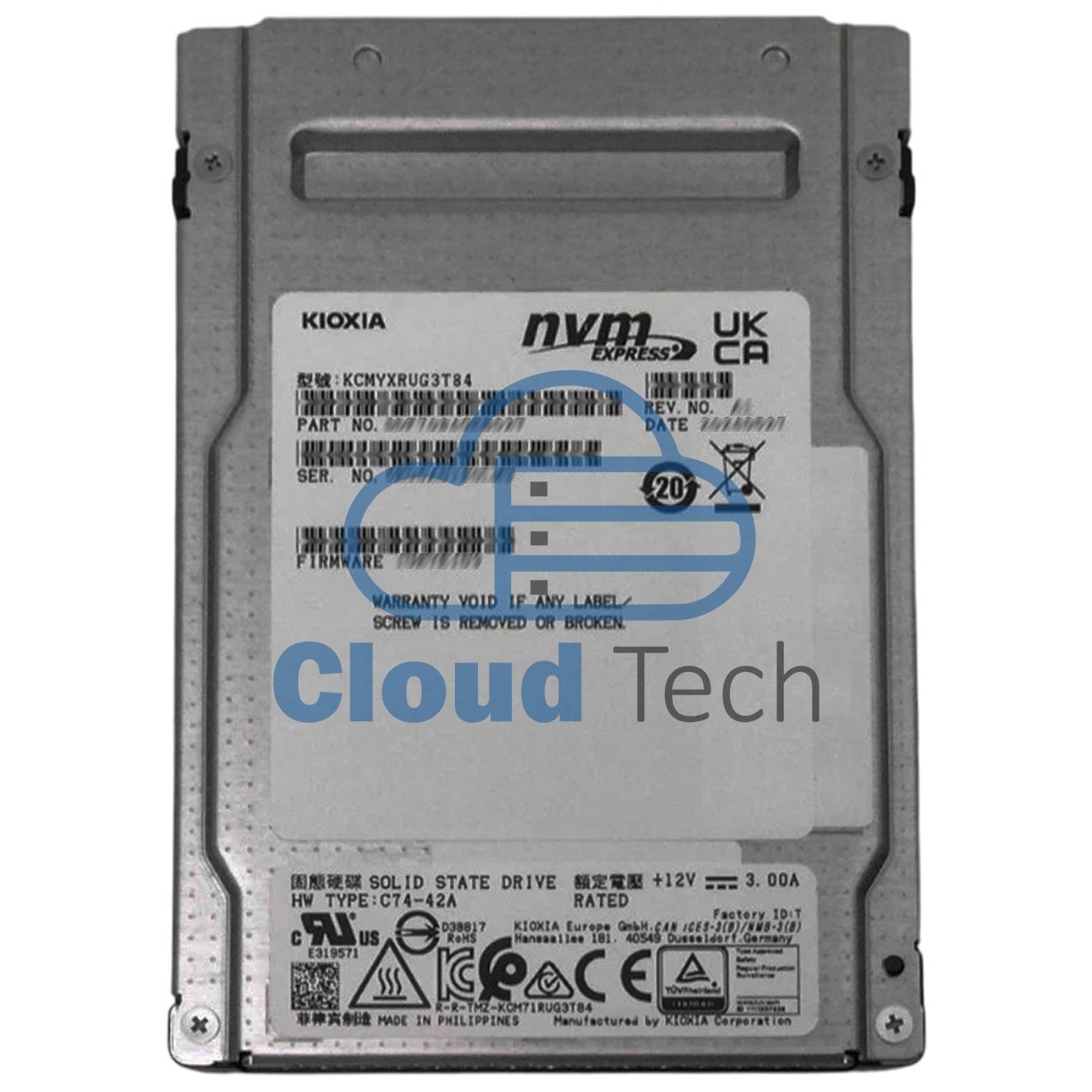KCMYXRUG3T84 KIOXIA CM7-R 3.84TB U.3 PCI-E Gen5 NVMe RI 2.5" TLC Enterprise SSD