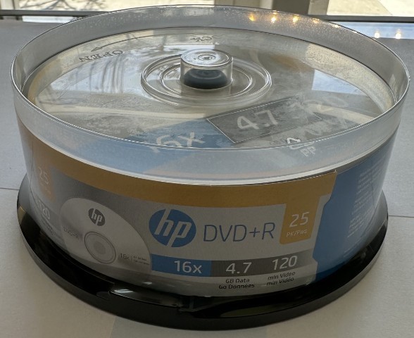 HP DVD+R 25PACK Spindle 16X 4.7 GB 120 Min Recordable Spindle of 25pcs