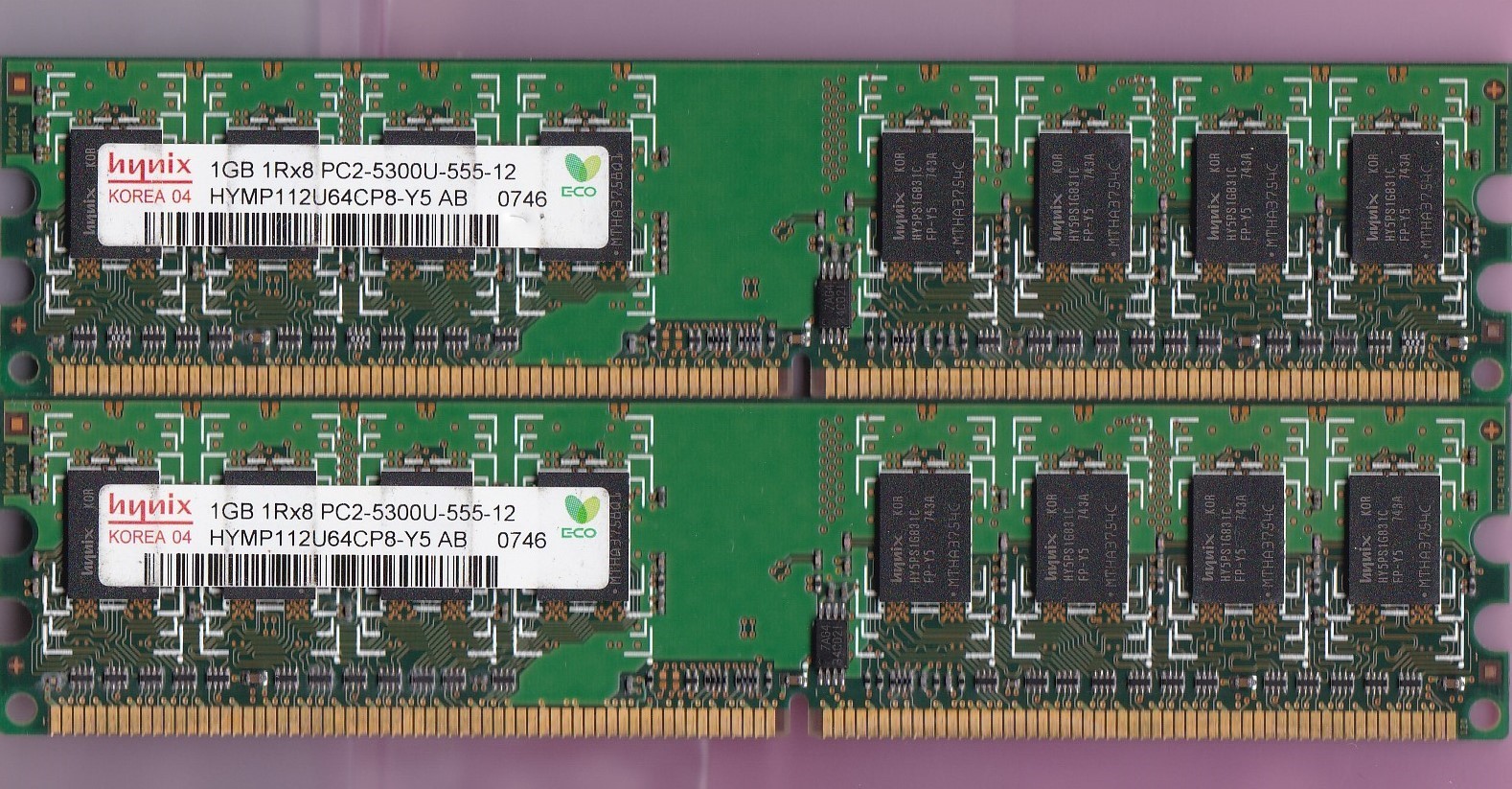 2GB 2x1GB PC2 5300 HYNIX HYMP112U64CP8-Y5 AB DDR2-667 DESKTOP Ram Memory Kit