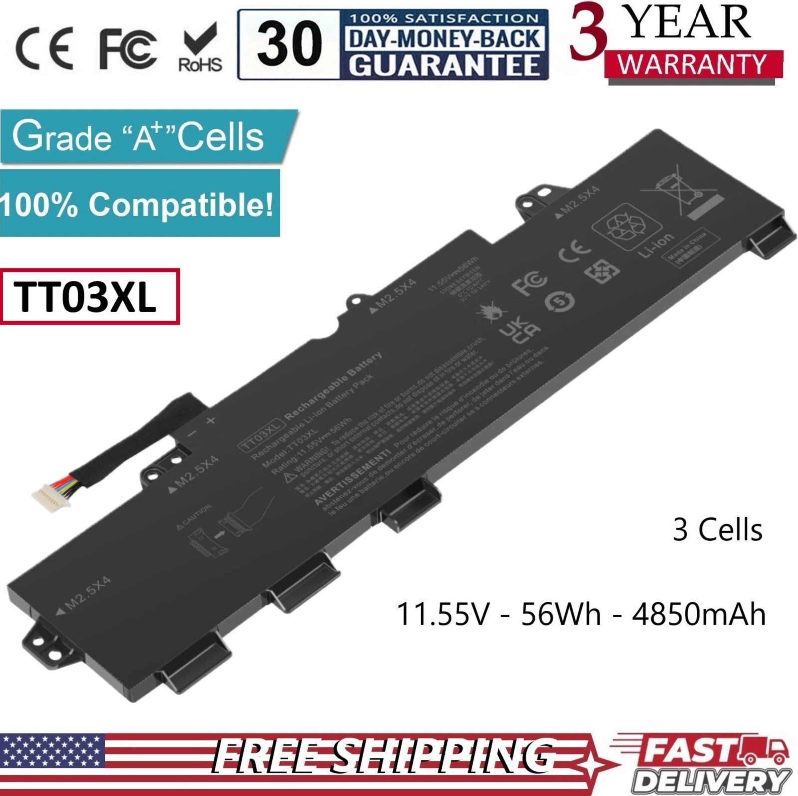 ✅New TT03XL Battery for HP EliteBook 755 G5 850 G5 G6 ZBook 15U G5 G6 56Wh US