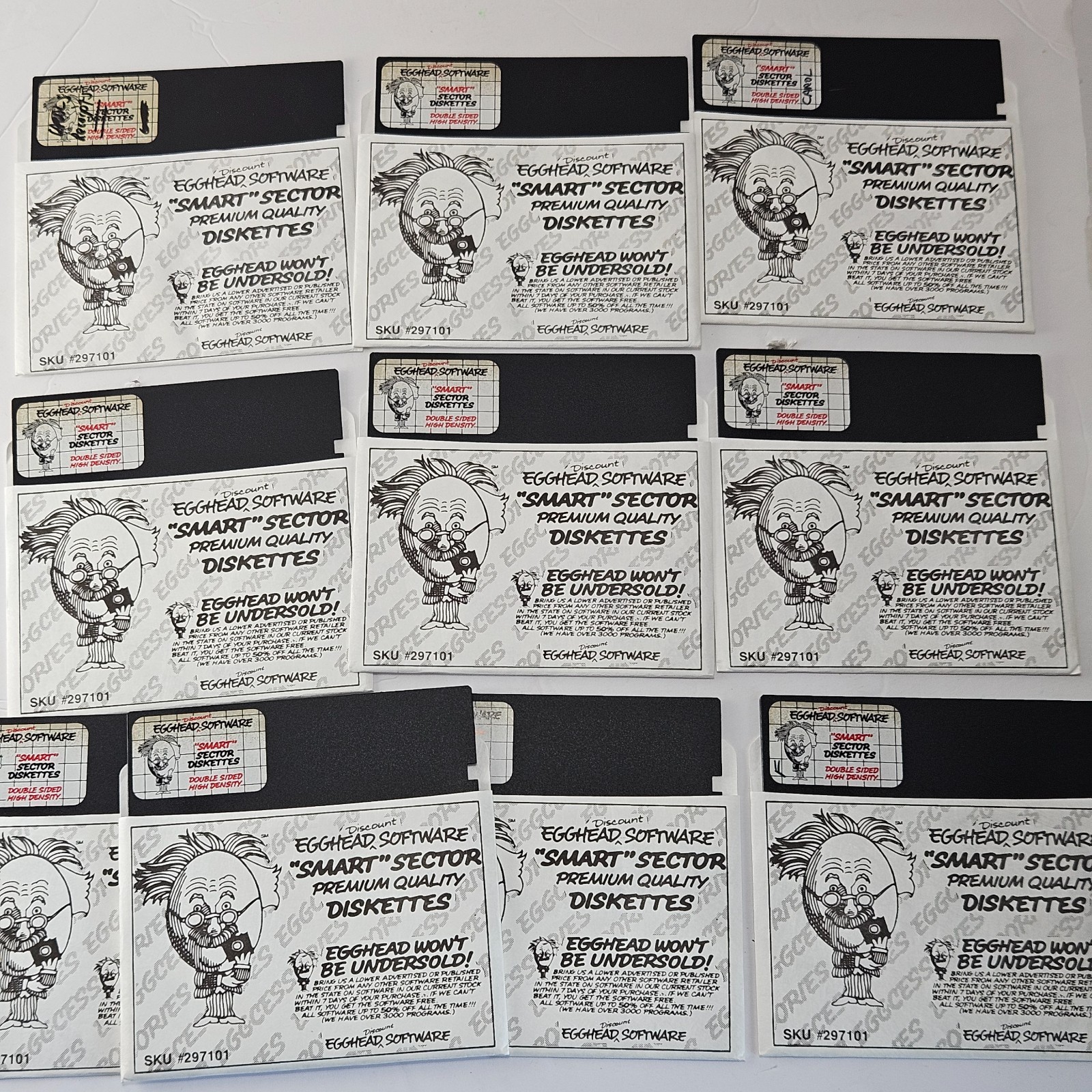 Vintage Egghead Software 5.25" HD Floppy Disks Lot of 10 - Blank/Branded Sleeves