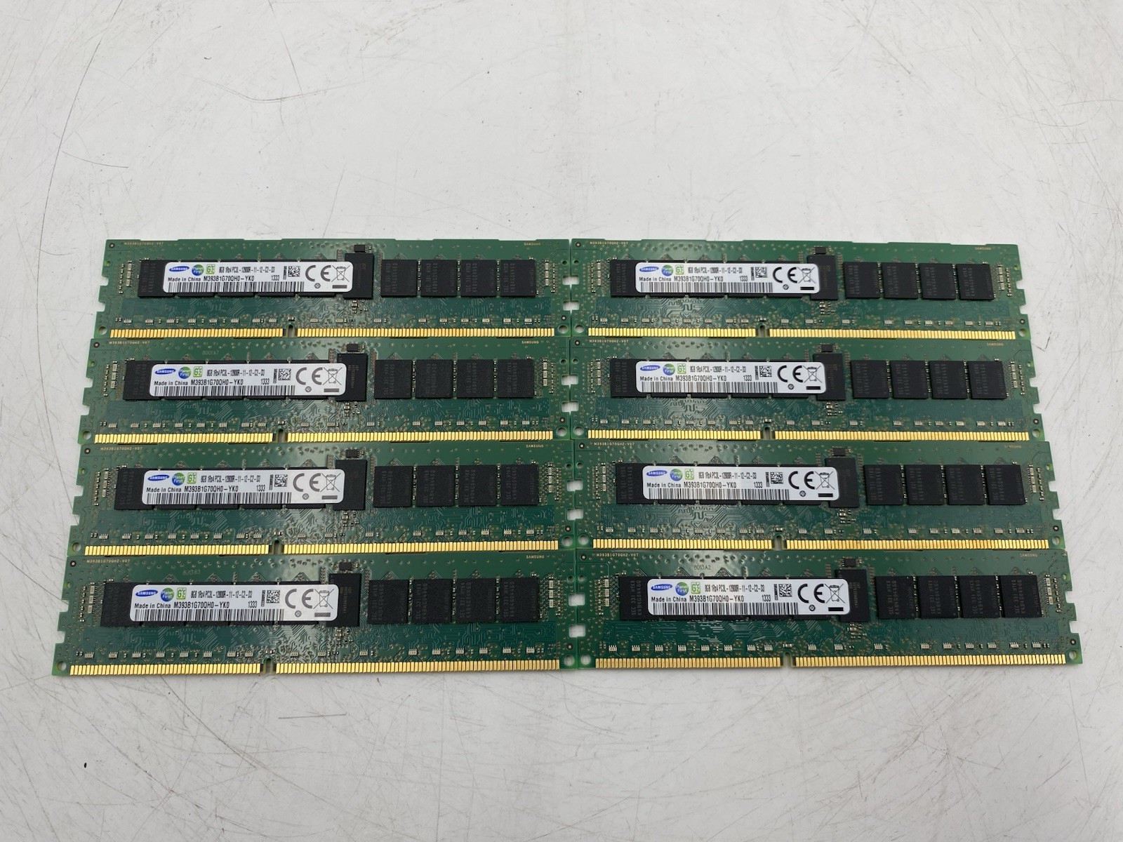 LOT OF 8 Samsung 8GB 1Rx4 PC3L-12800R-11-12-C2-D3 M393B1G70QH0-YK0 DDR3 ECC RAM