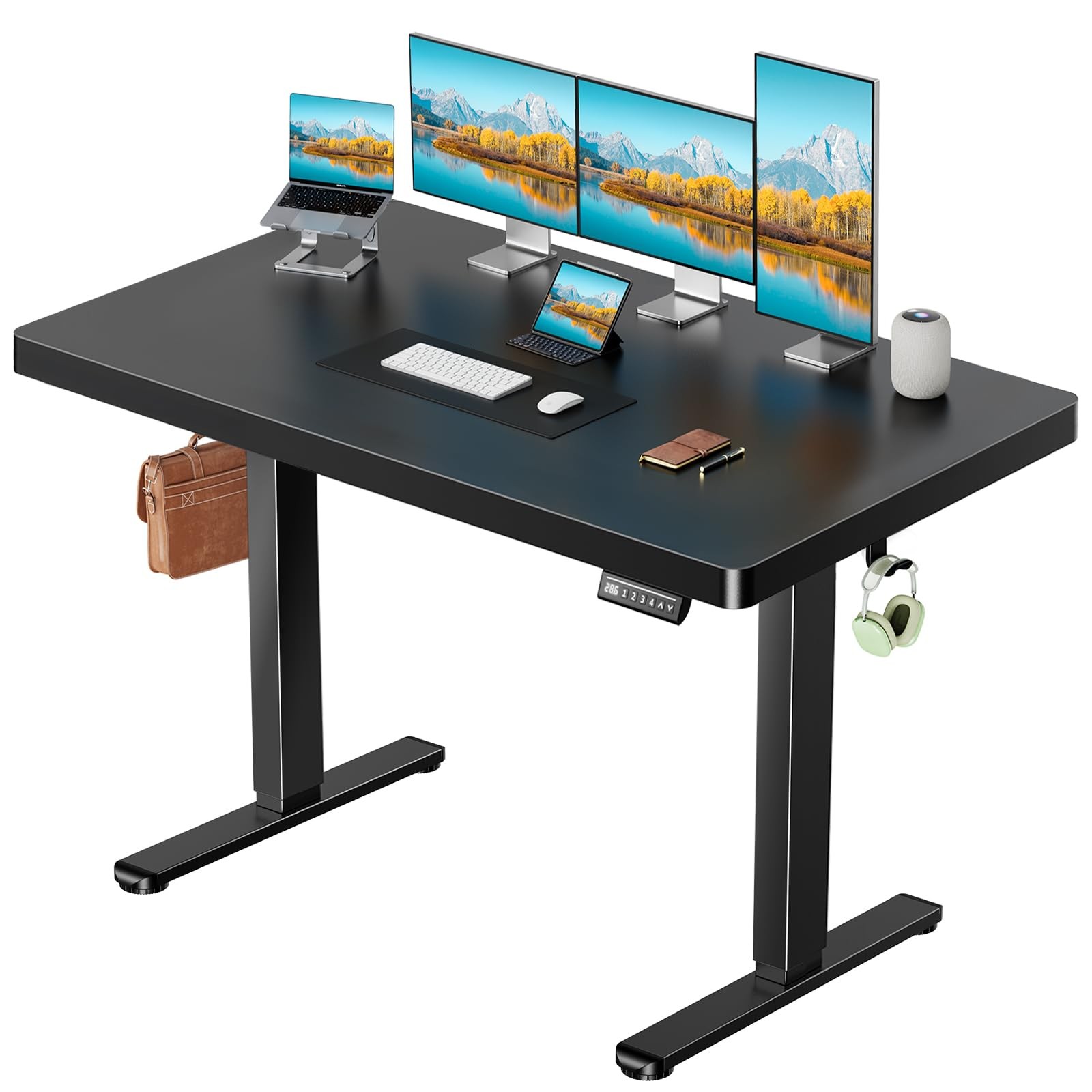 Electric Standing Desk 63x30 Height Adjustable Sit Stand Home Office Black Cable