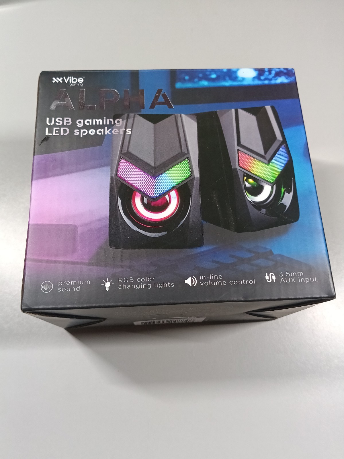 Vibe Gaming Gaming Mini Speakers Black USB LED RGB Stereo Bass For PC Desktop