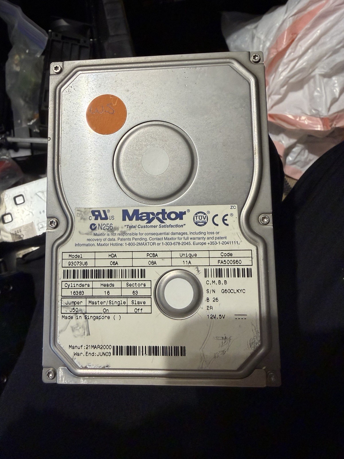 Maxtor 93073U6 30GB 3.5-in IDE Hard Drive/HDD, 06A, 08A, 11A, FA500S60, Refurb