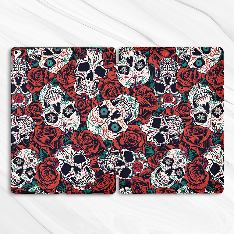 Gothic Sugar Skull Rose Flower Case For iPad 10.2 Air 11 13 Pro 12.9 13 11th gen