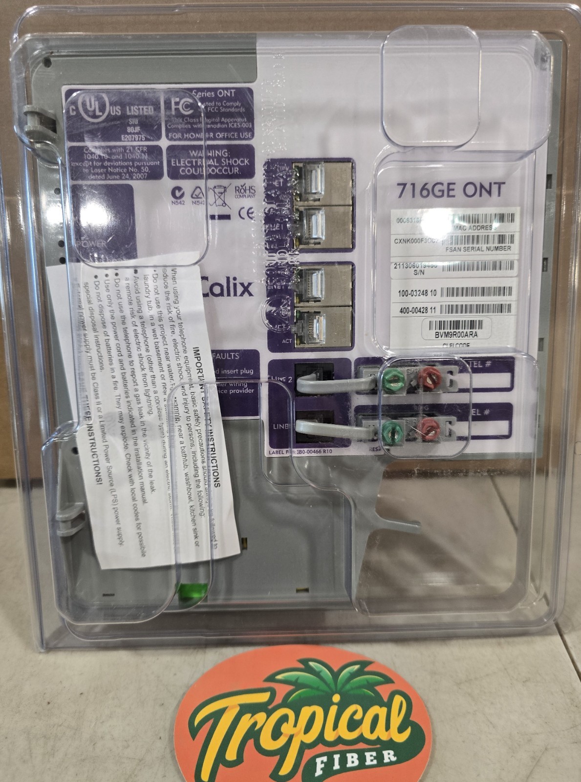 Calix 100-03248/ 716GE ONT  2 POTS, 4 GE, Outdoor ONT, 30 DAY WARRANTY