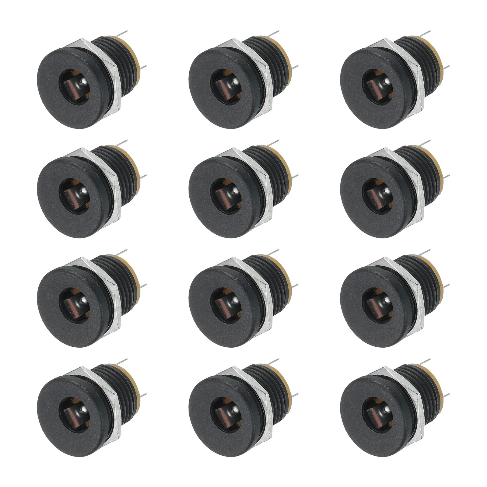 12pcs DC5521 Power Jack, 30V 0.5A 18x14x14mm 3 Pin, Black