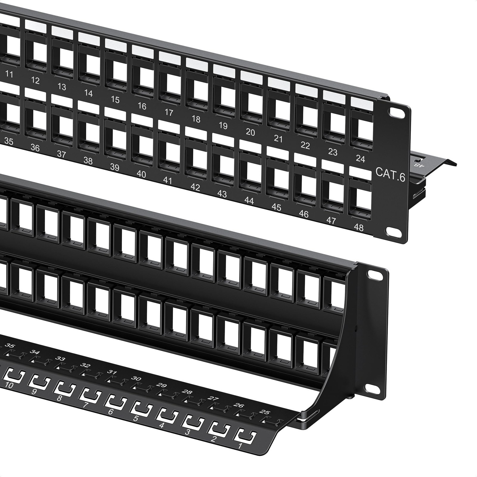 Cable Matters Rackmount or Wall Mount 2U 48 Port Keystone Patch Panel with Cable