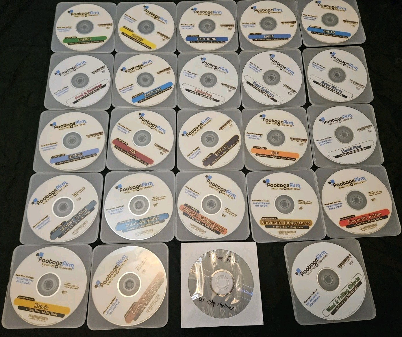 Huge Lot of 24 FootageFirm Royalty Free Stock Footage & Production Music DVDs -#