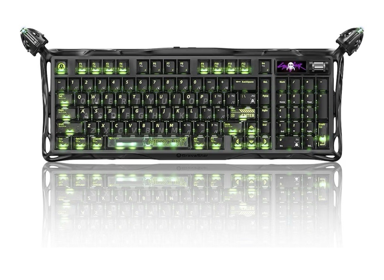 GravaStar K98 PRO Ghost Tri-Model Wireless Mechanical Gaming Keyboard 1.65'' TFT