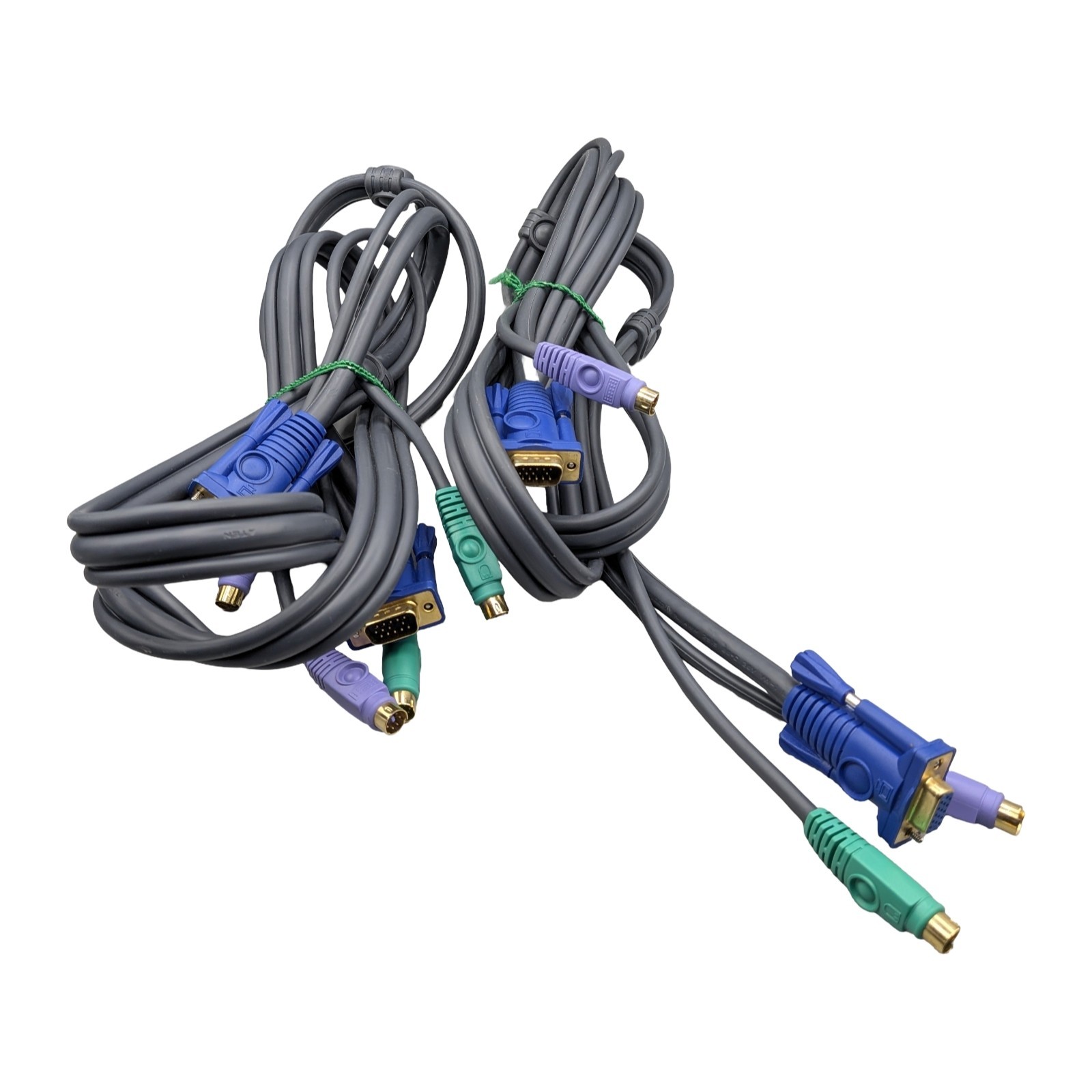 Lot of 2x Iogear Micro-Lite Bonded All-in-One PS/2 KVM Cable 6ft