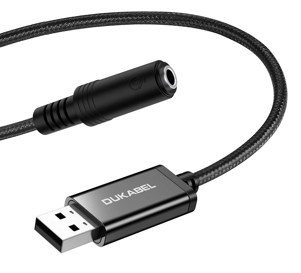 DUKABEL USB Headphone Adapter, External Sound Card with TRRS 4 Pole Jack