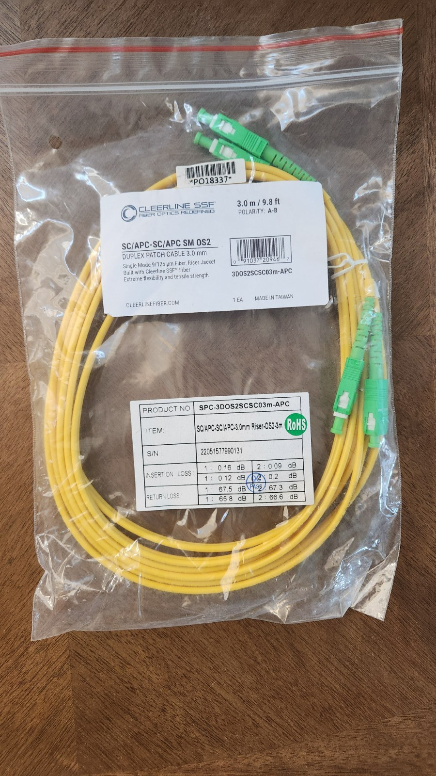 Cleerline SSF Duplex Patch Cable Single Mode 9/125 3DOS2SCSC03m-APC  3M