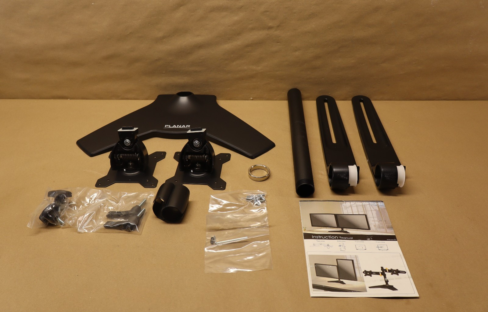 Planar AS2 Black Dual-Monitor Stand, Black