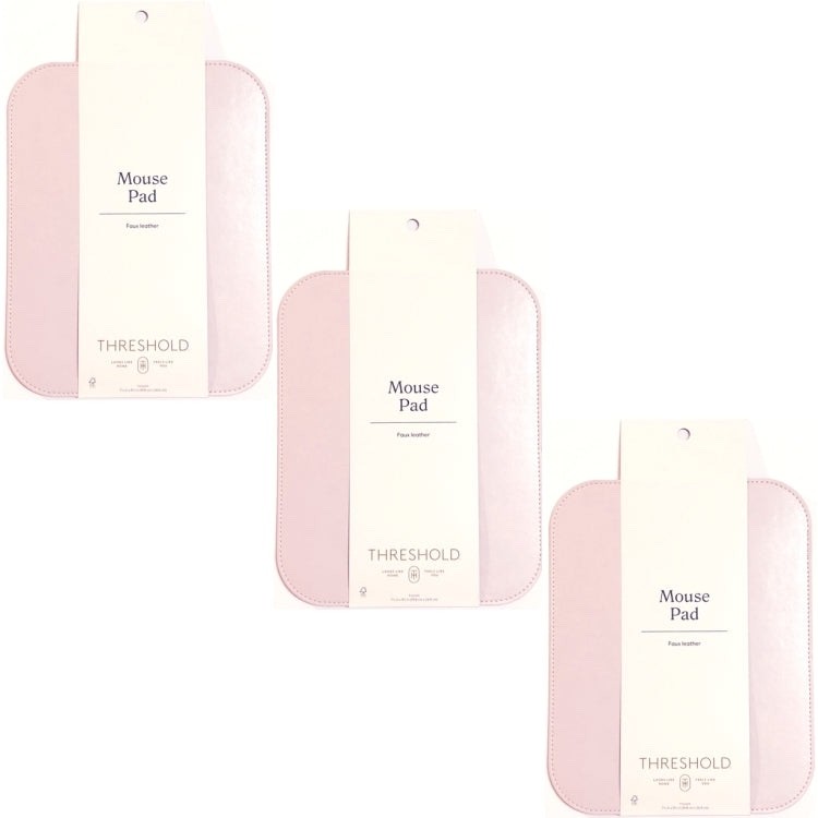 Bundle of 3: Threshold Faux Leather Mouse Pad - Primrose Pink (7.75"x 9.75") NEW