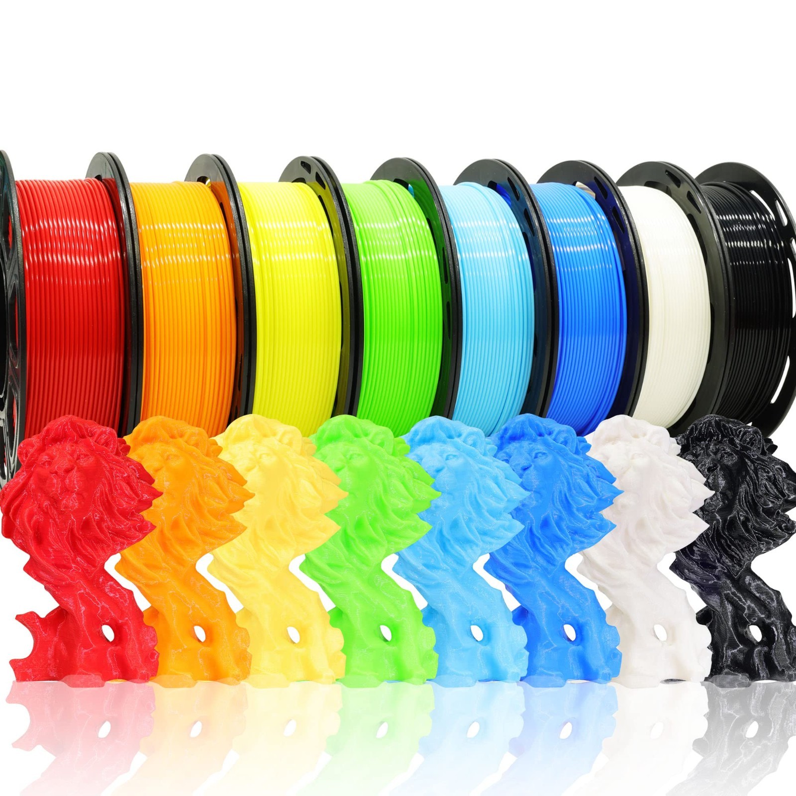 mm PLA Filament 8-Color Pack, 2kg Total, 250g Spools for FDM 3D Printers