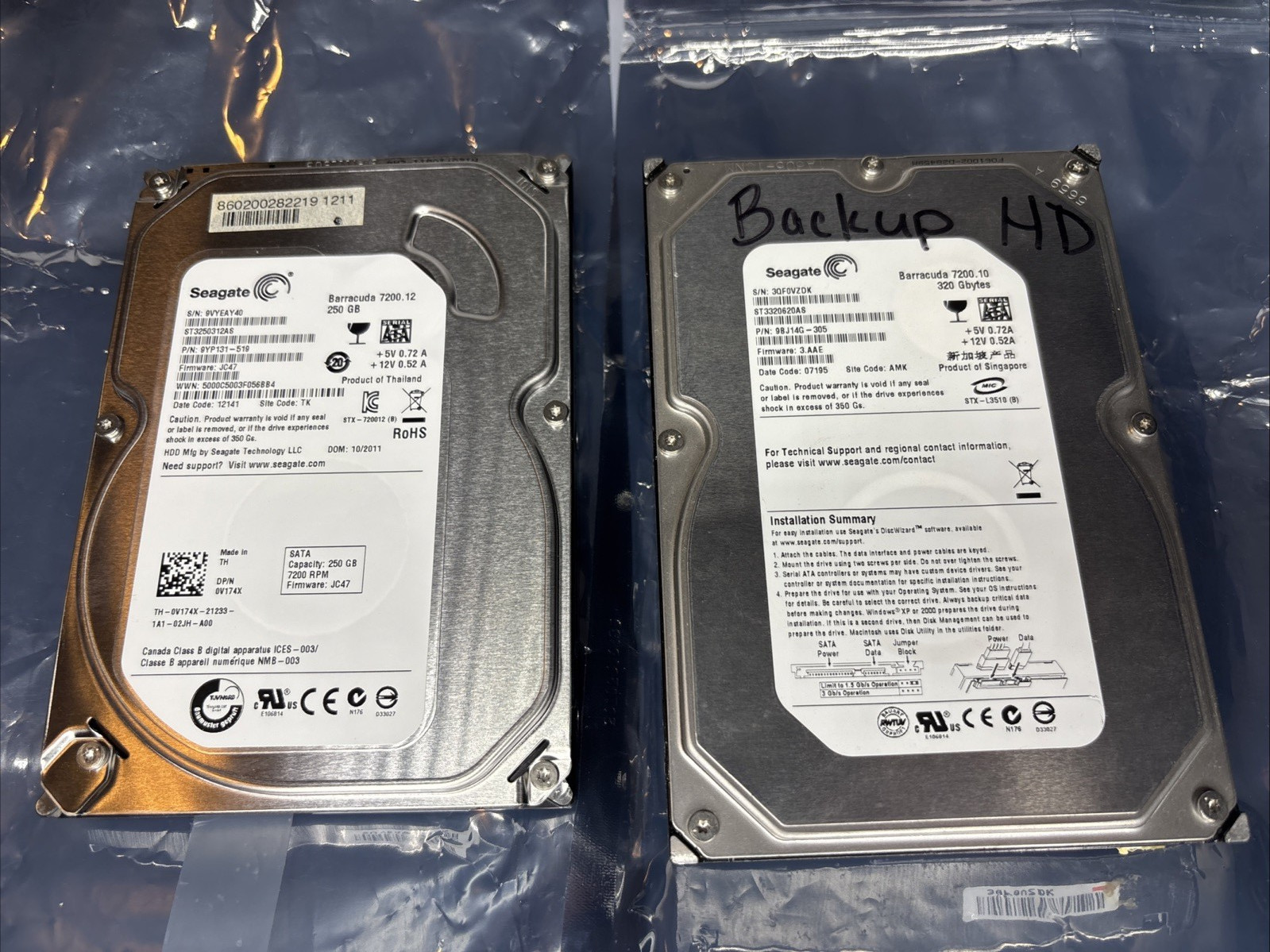 Lot of 2 Seagate Barracuda  250GB HDD Hard Drive and 320GB