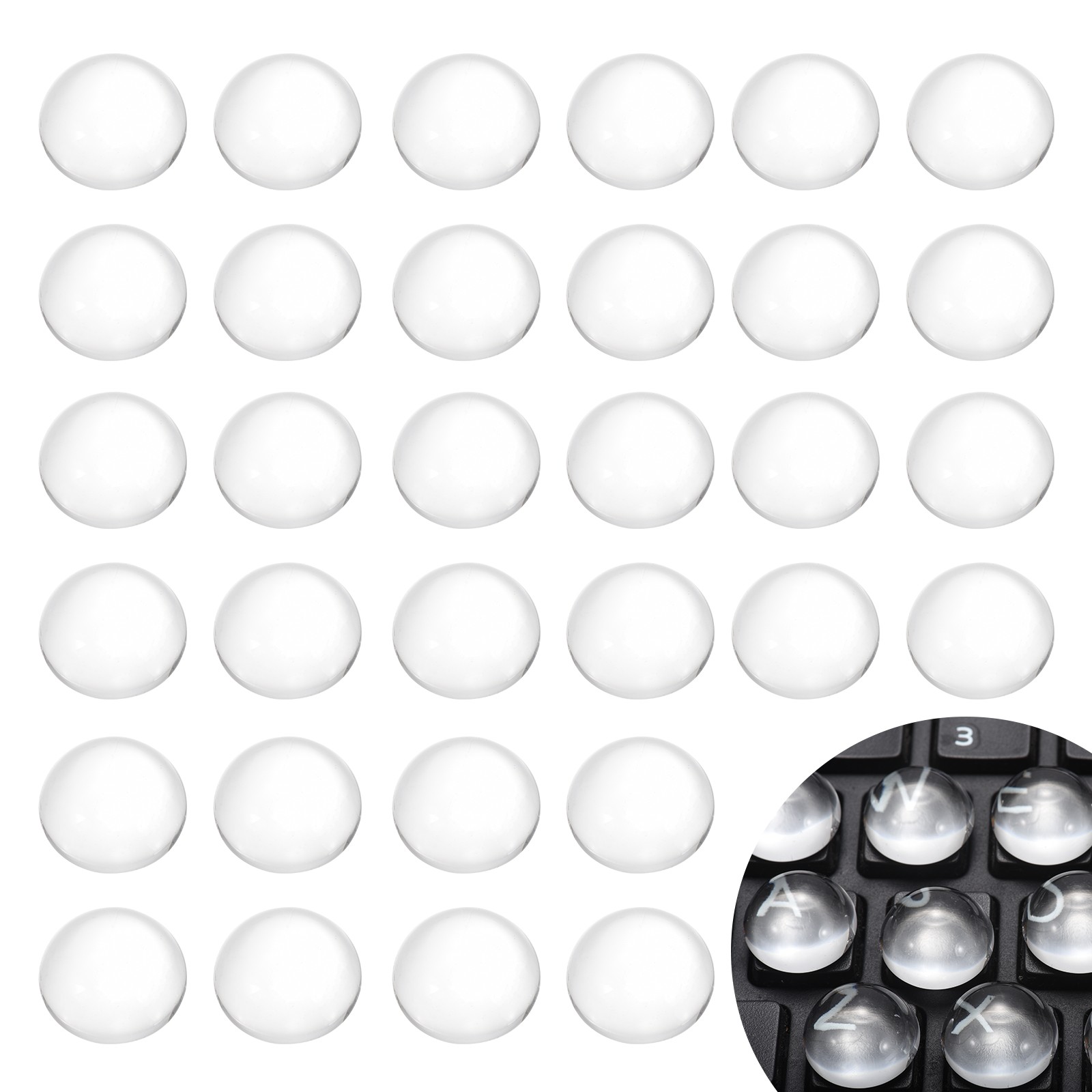 64Pcs Glass Nail Art Typing Stickers Adhesive Keyboard Cover, Clear