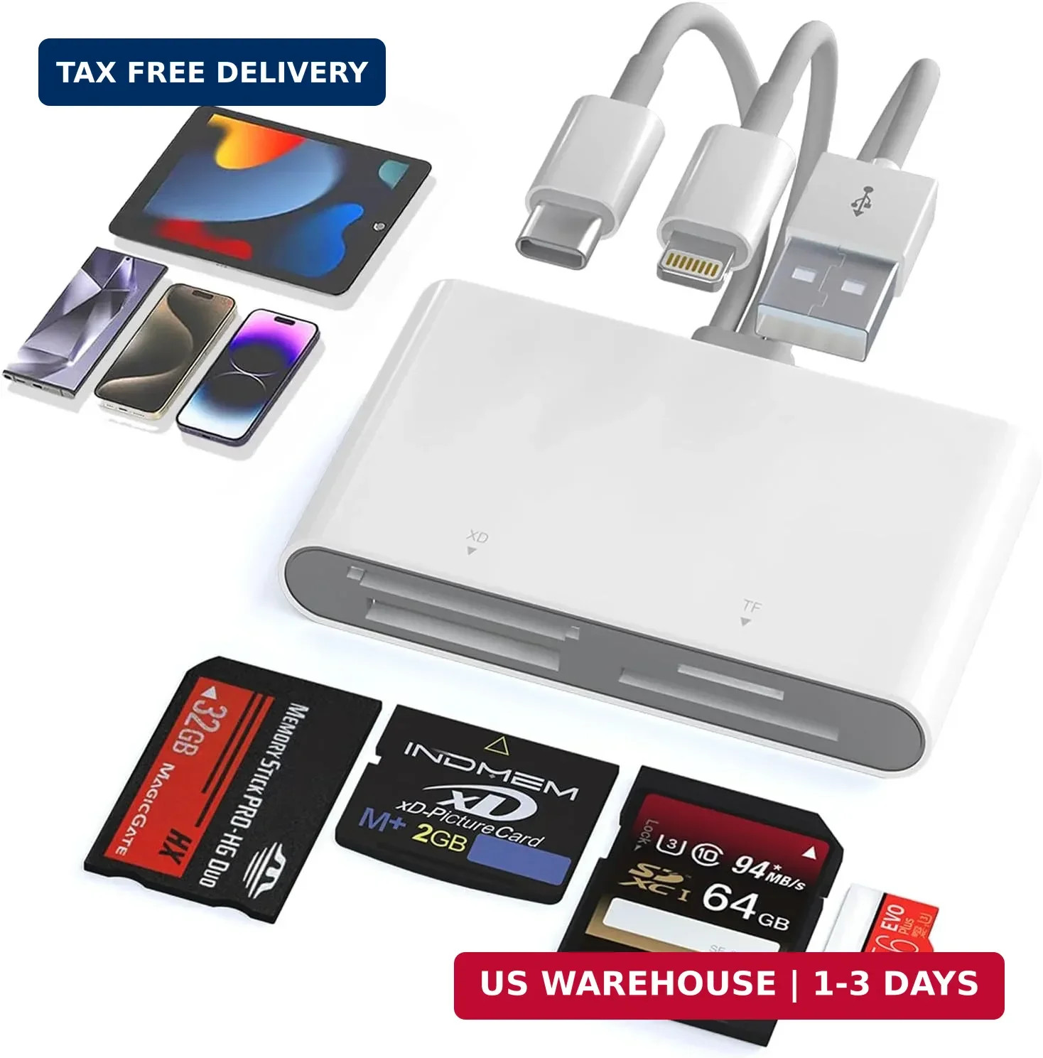 Memory Stick Pro Duo Adapter - 4 in 1 SD/TF/MS/XD Card Reader Digital Camera Ada
