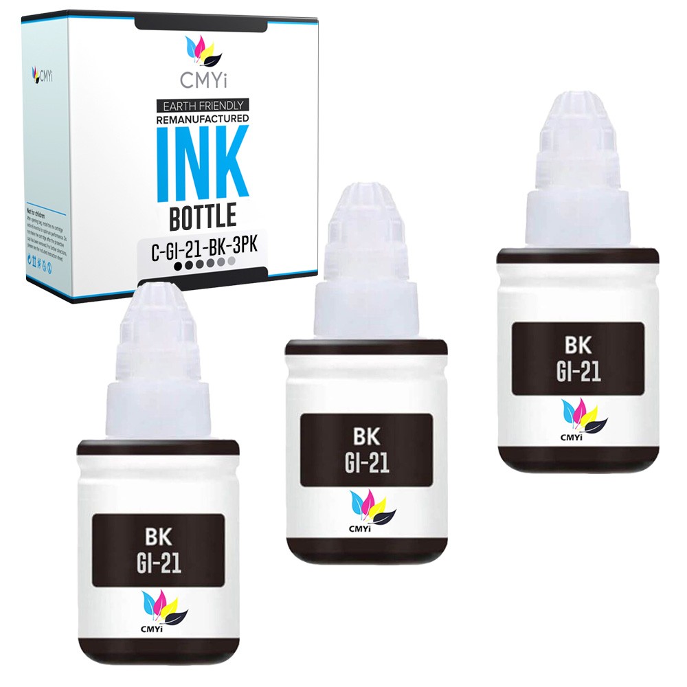3-PK Compatible Canon GI21 Black Ink Bottles for Canon PIXMA G2260 G3260
