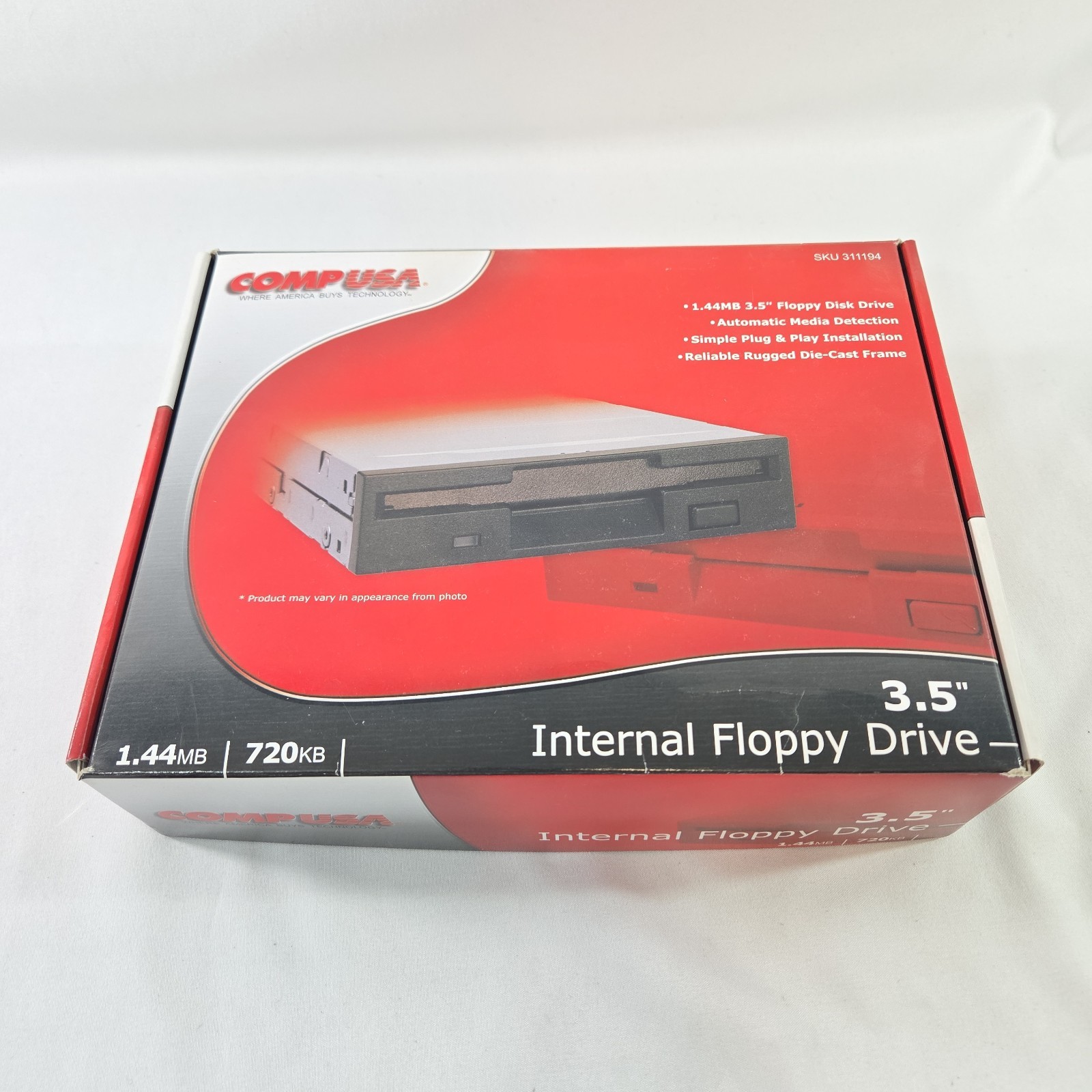 COMP USA INTERNAL FLOPPY DRIVE 3.5" 311194 1.44MB 720KB New Sealed Mitsumi Black