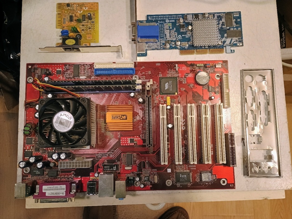 PC Chips M811 Ver3.1 Motherboard Combo with CPU, Ram, CPU Fan, Video Card, Modem