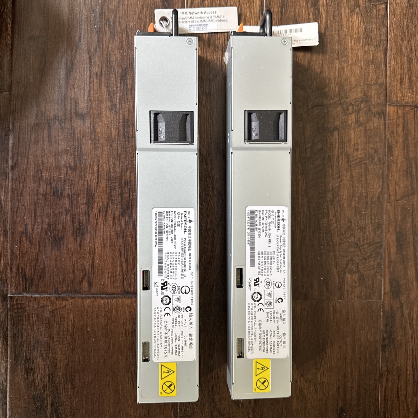Lot of 2 Emerson 7001484-J000 REV P 675W Hot-Swap Server Power Supplies