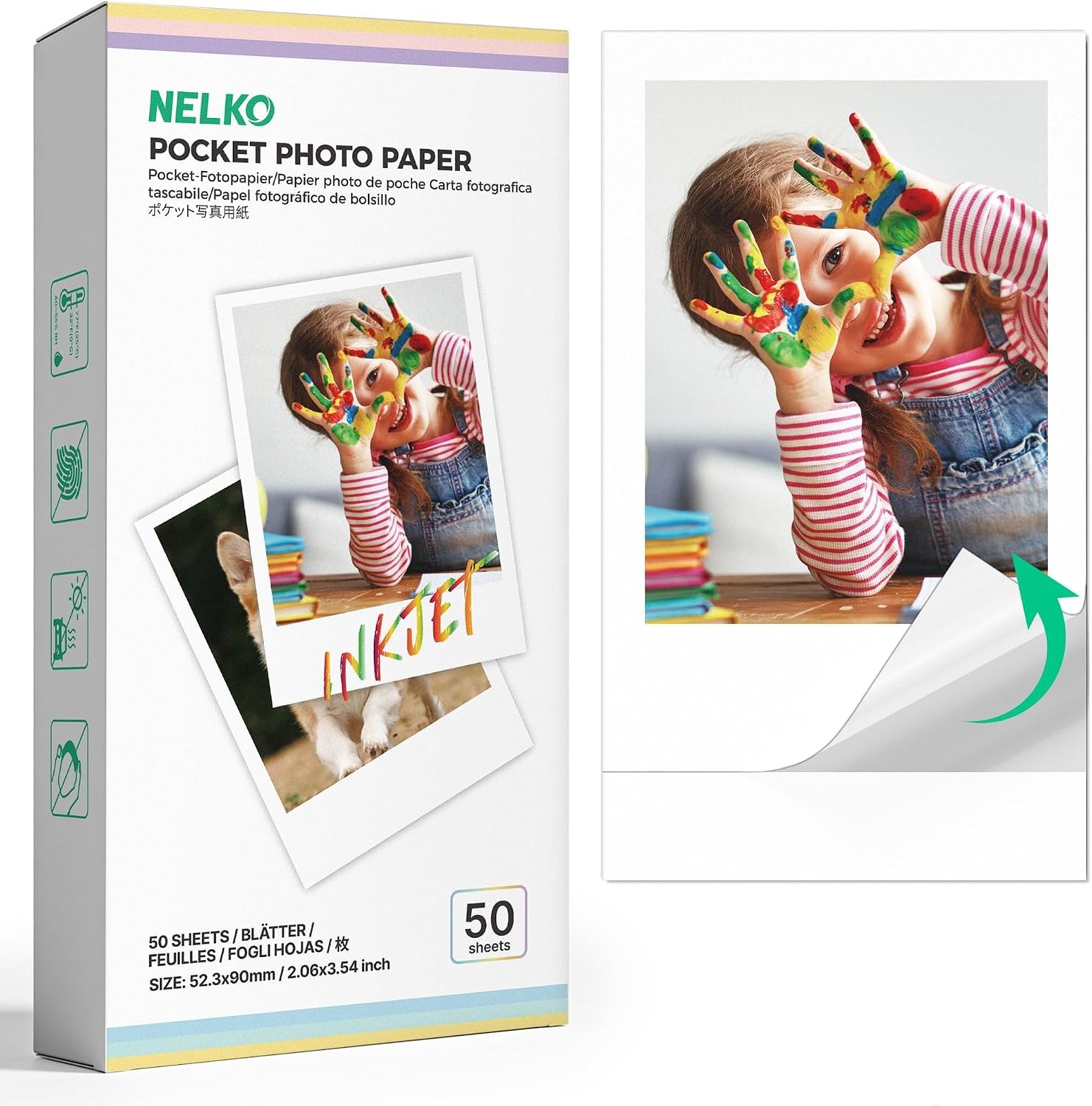 2x3 Premium Sticky-Backed Photo Paper, 50-Pack Photo Paper, White