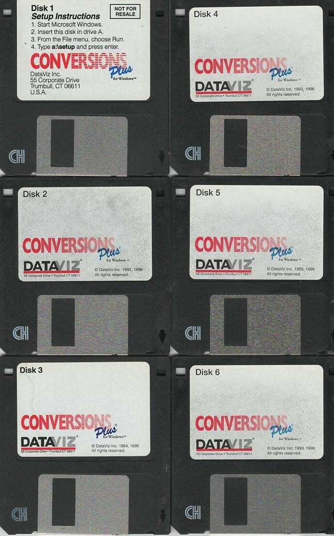 ITHistory SOFTWARE IBM  (1990s) CONVERSIONS PLUS (Dataviz) 6X3.5" No Manual