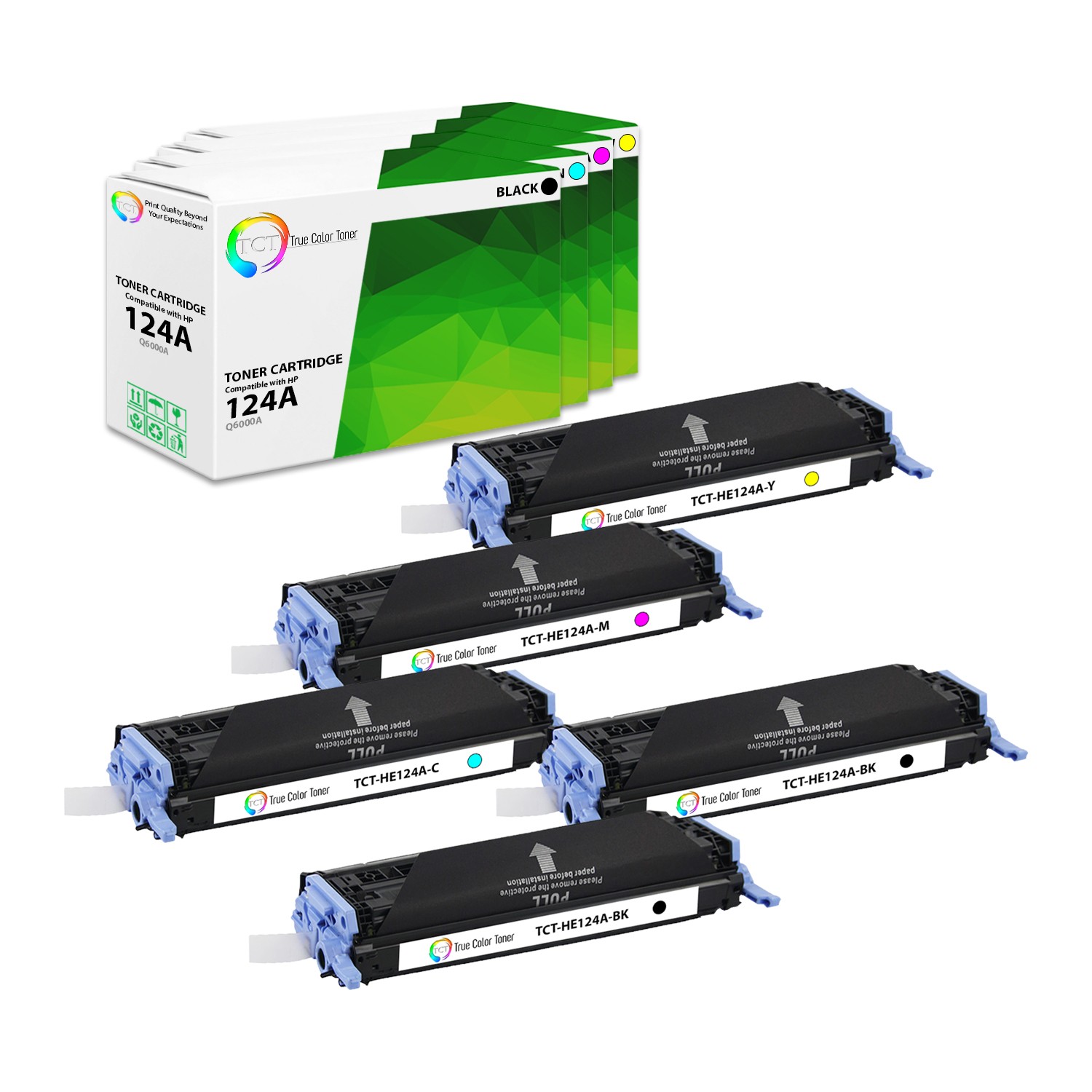 TCT 5PK 124A Color Toner Set Q6000A Q6001A Q6002A Q6003A For HP LaserJet 1600