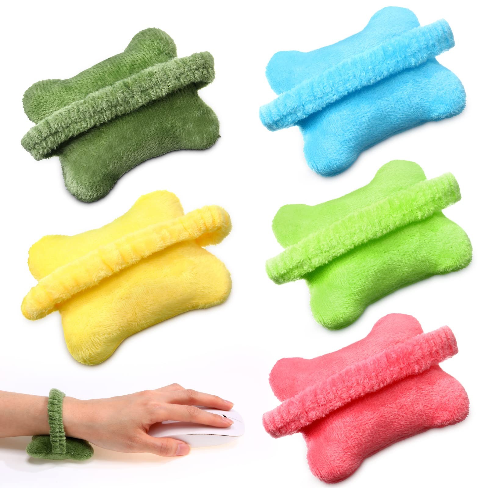 5 Pcs Wearable Mouse Wrist Rest Pillow 5 Colors Comfortable Wrist Support for...