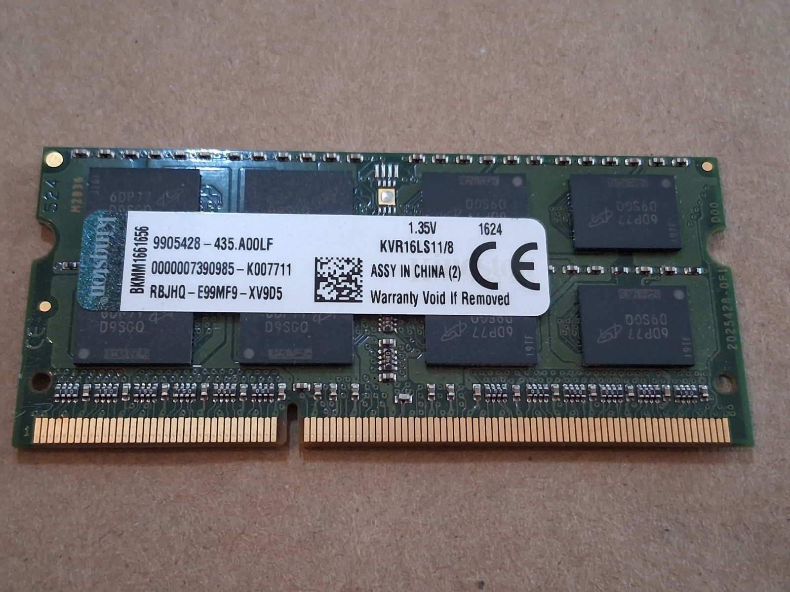 Kingston 8GB DDR3L 1600MHz PC3L-12800S SO-DIMM Laptop RAM KVR16LS11/8