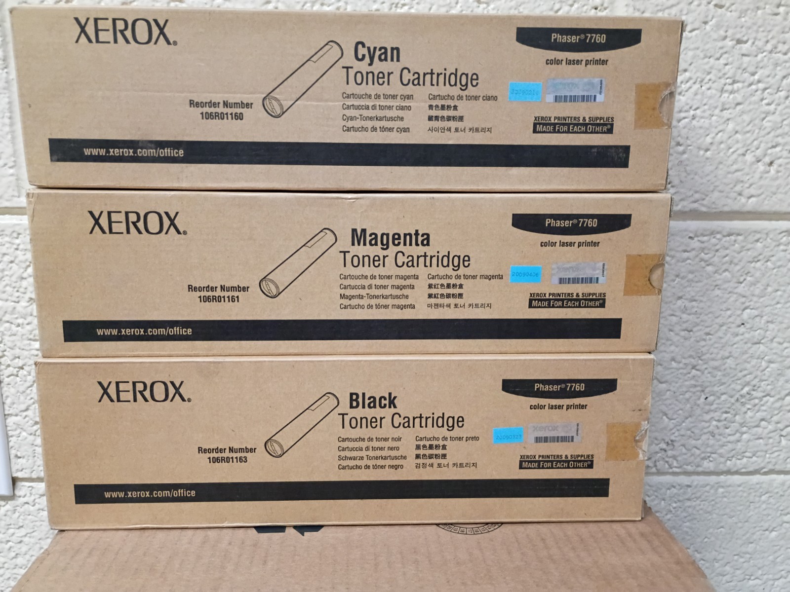 Genuine Xerox 106R01160, 106R01161, 106R01163 Toner Set