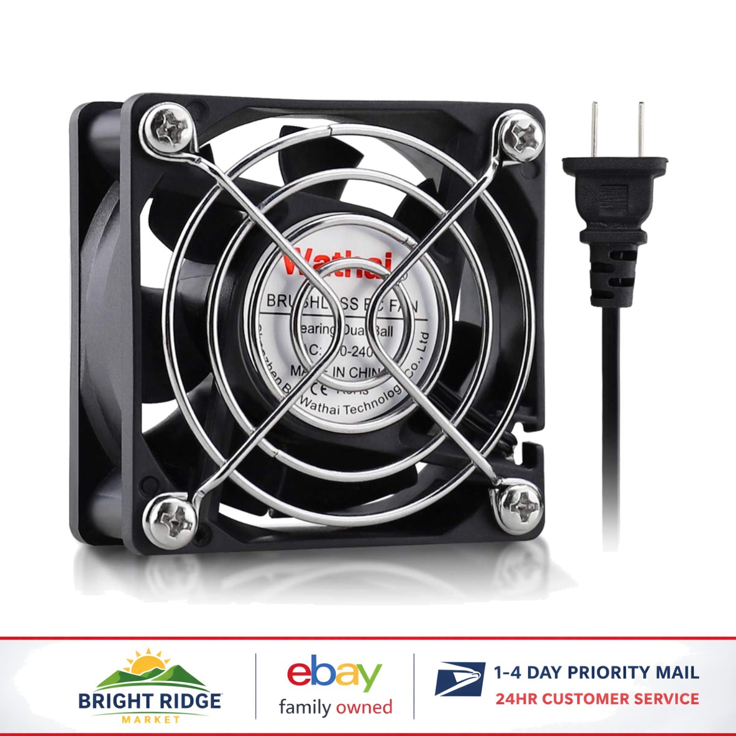 Compact 60mm Cooling Fan for Ventilation with Dual-Ball Bearings Included