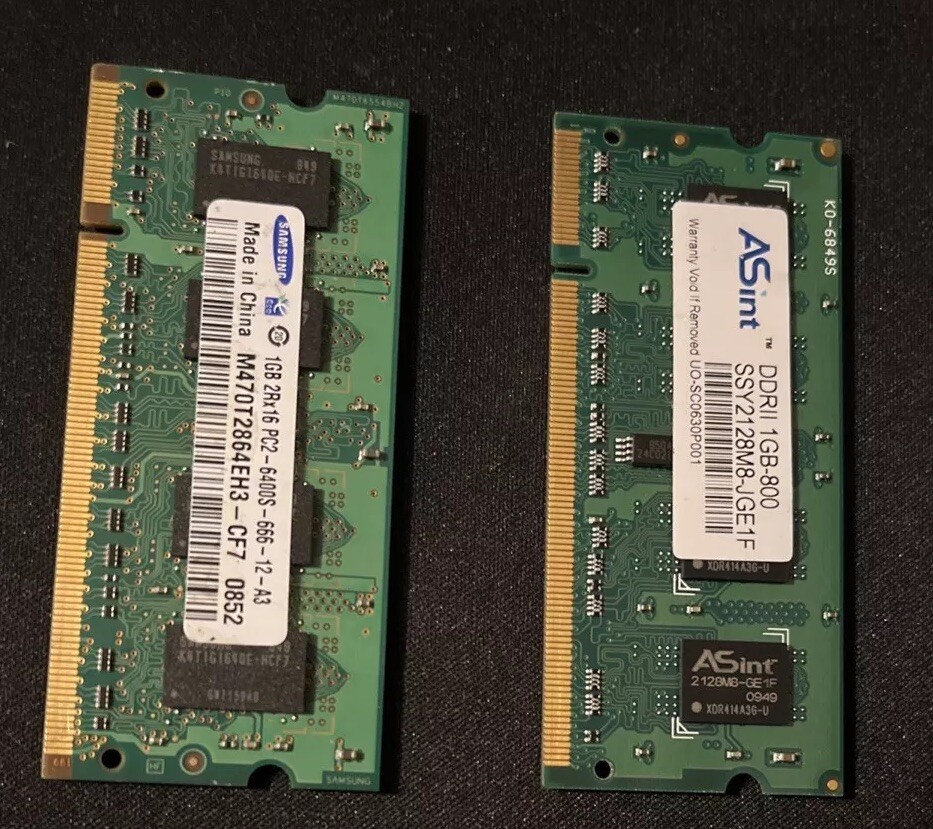 Samsung/ASint DDR 2 Sodim 2gb    2x1gb PC2-6400s