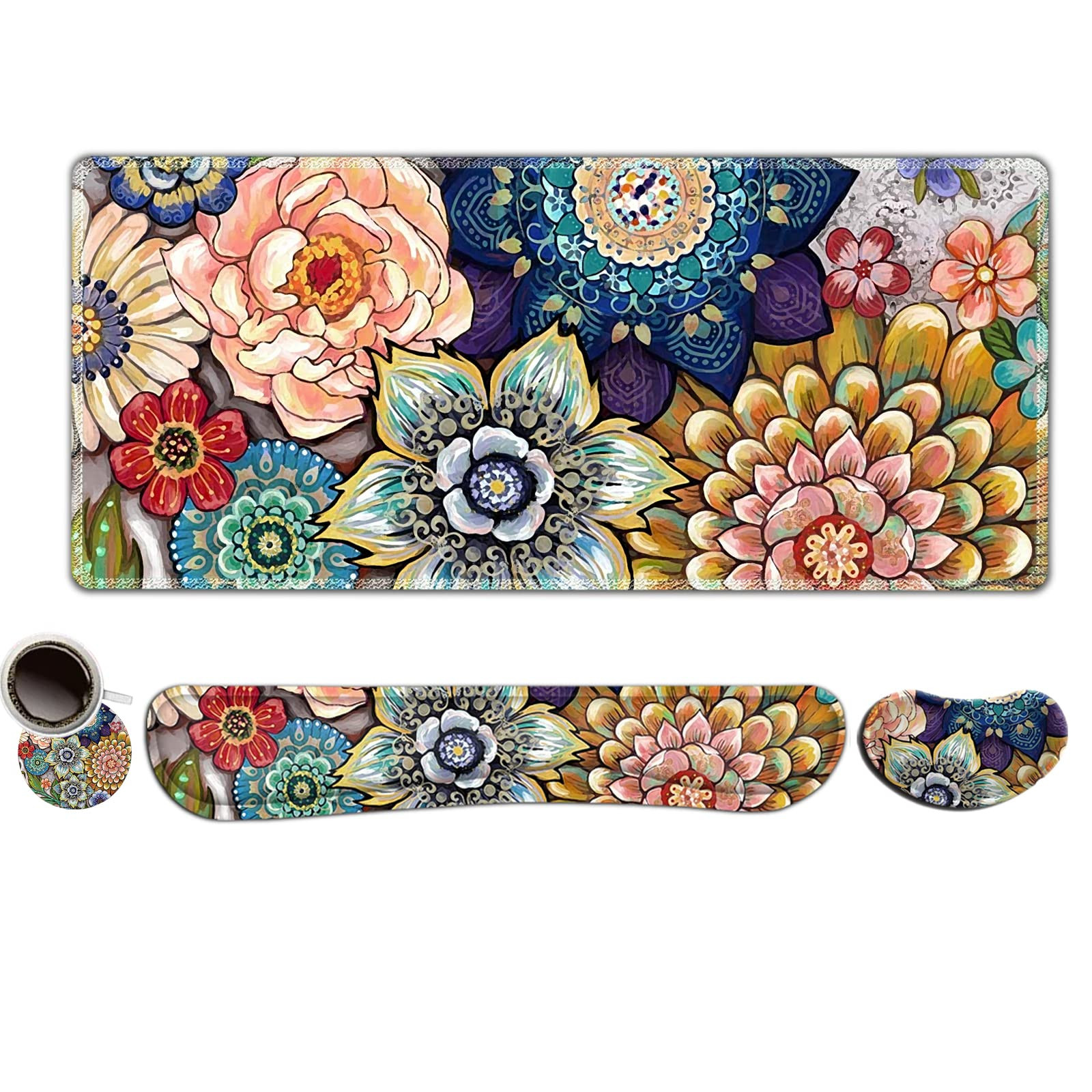 Extended Gaming Mouse Pad, Memory Foam Ergonomic Keyboard Mouse Wrist Rest Su...
