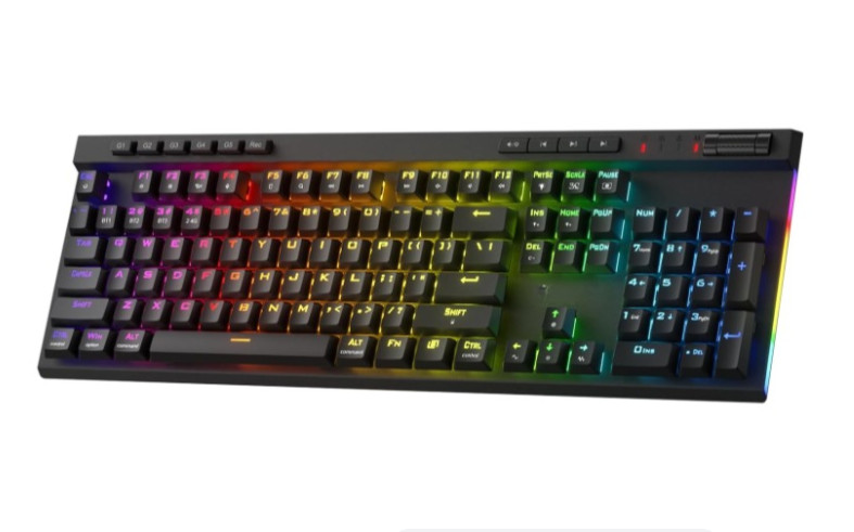 Teclado gaming RGB inalámbrico 3 modos, 104 teclas mecánico hot-swap