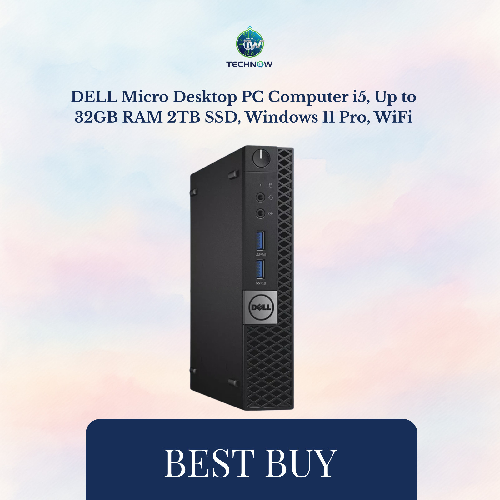 DELL Micro Desktop PC Computer i5, Up to 32GB RAM 2TB SSD, Windows 11 Pro, WiFi