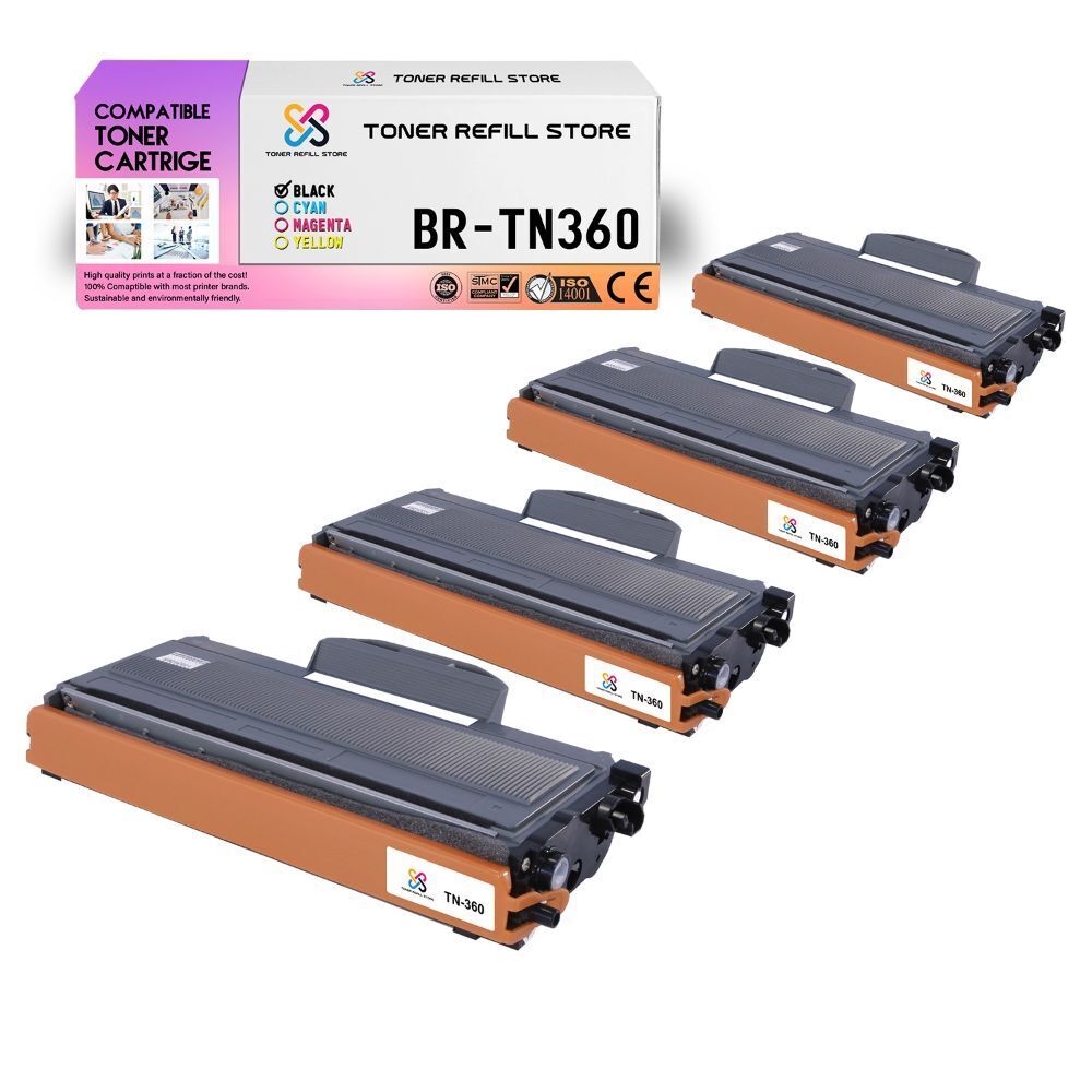 4Pk TRS TN360 Black Compatible for Brother HL2140 2150, DCP7030 Toner Cartridge