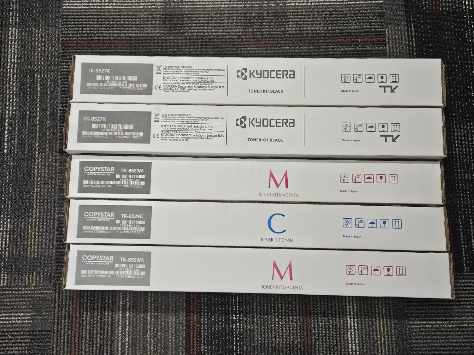 Genuine Kyocera/Copystar TK-8527/tk-8529 toners  2 black/2 magenta and 1 cyan