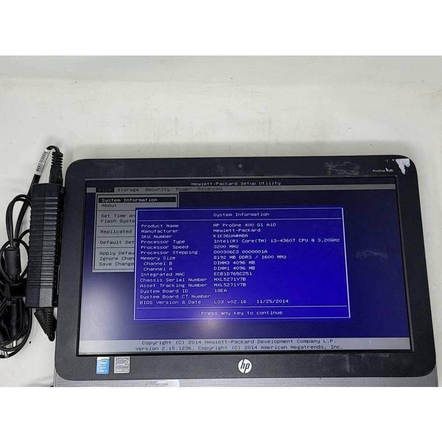 HP PROONE 400 G1 AIO K1K36UA-ABA Intel Core I3-4360T 8GB 250GB SEE NOTES