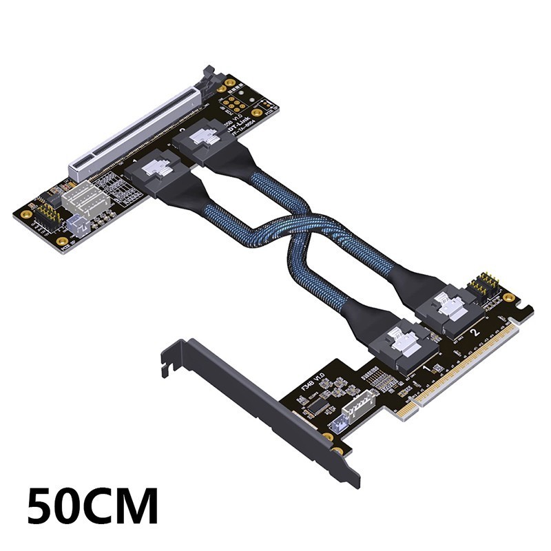 PCIe 4.0 x16 x8 x8 SlimSAS SFF-8654 Graphics Card Splitter GPU Extension Cable