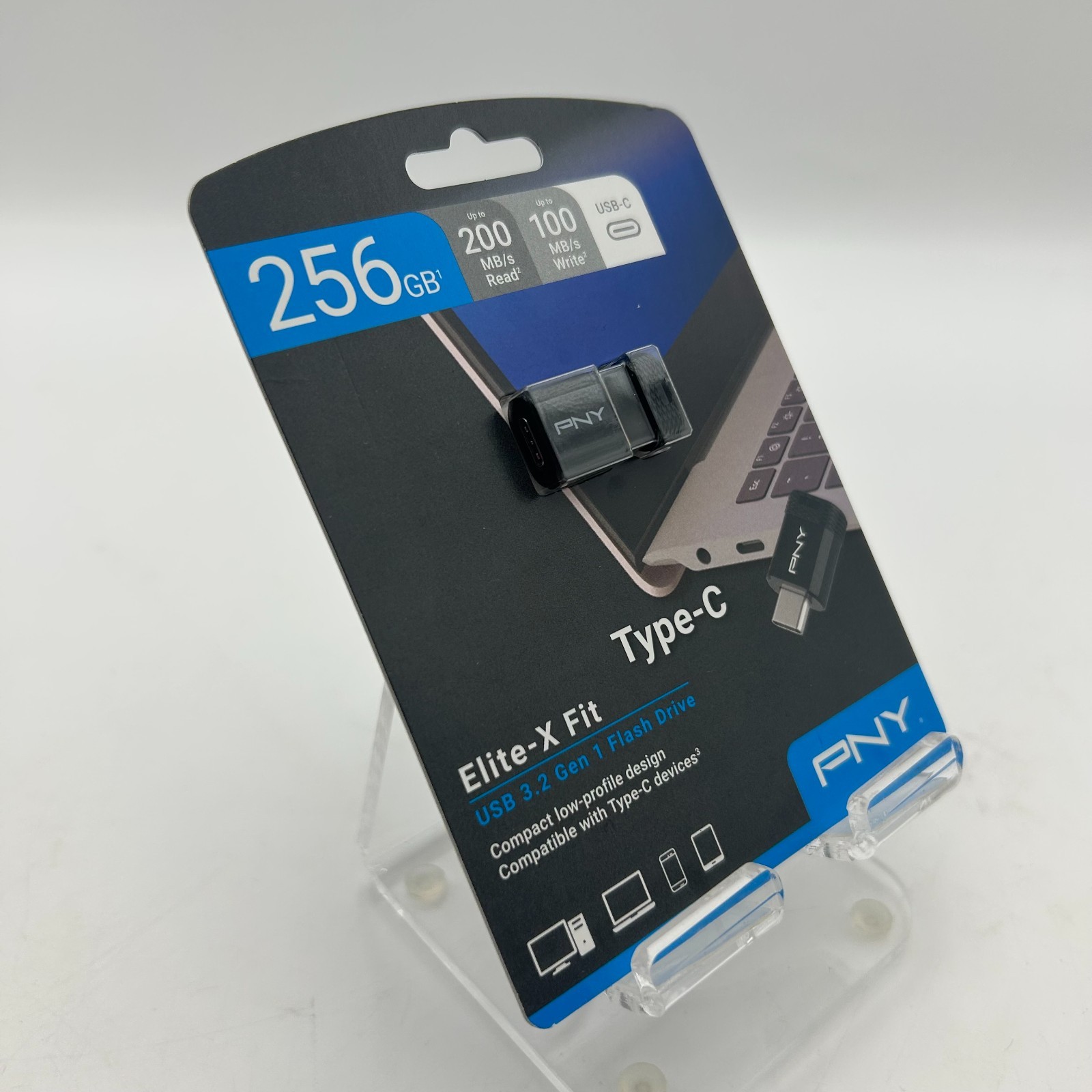 PNY Elite-X Fit Type-C 256GB USB 3.2 Gen 1 Compact Flash Drive - Brand New