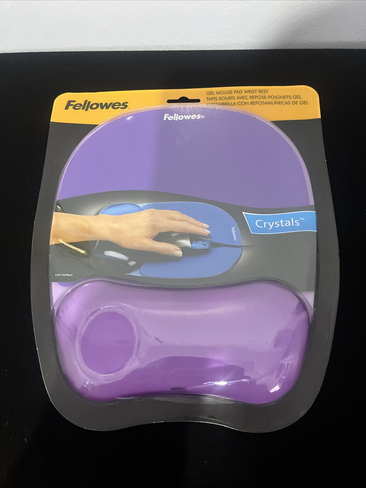 Fellowes Gel Crystals Mouse Pad w/Wrist Rest Rubber Back 7 15/16 x 9-1/4 Purple