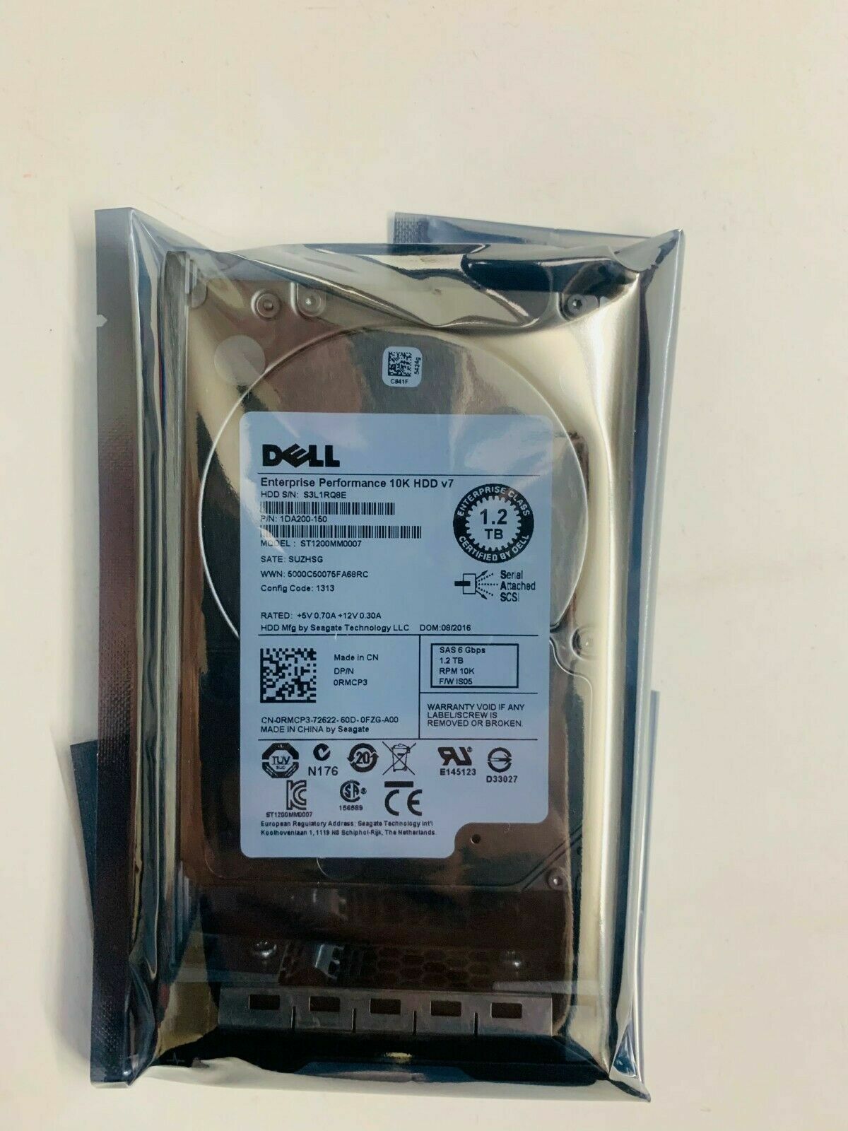 RMCP3 0RMCP3 Dell 1.2TB ST1200MM0007 10K RPM 6Gb/s 2.5" SAS Hard Drive W/R Tray